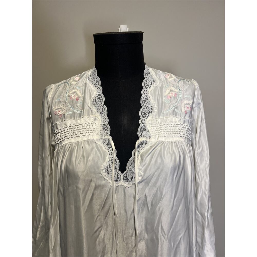 Vintage‎ Barbizon White Stain Nightgown Small Lace/florals Floor Length